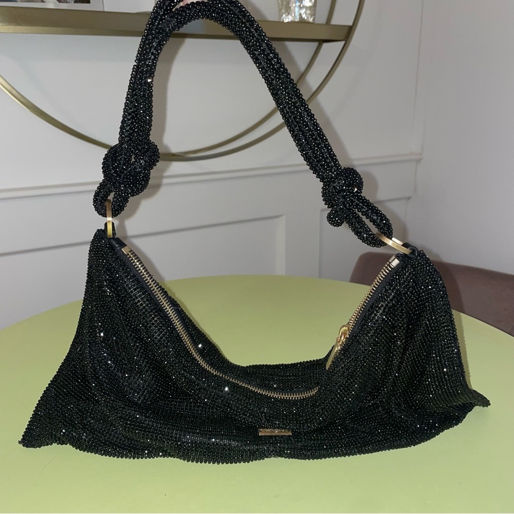 Cult Gaia Crystal Hero Nano Knotted Embellished Shoulder Bag - Black